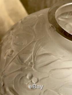 Vase Ancien René Lalique Modèle Gui Art Deco Verre Glass 1920 rare 18x17cm