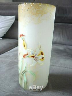 Vase Ancien Verre Opaque Emaille Legras