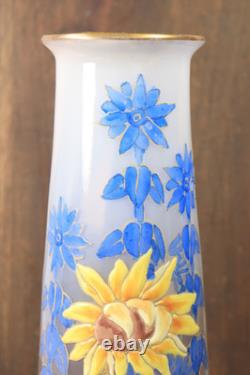 Vase Ancien en Verre Legras Pantin Émaillé Opaline Tournesols Art Nouveau