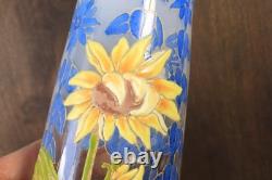 Vase Ancien en Verre Legras Pantin Émaillé Opaline Tournesols Art Nouveau