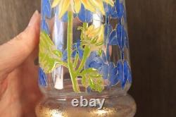 Vase Ancien en Verre Legras Pantin Émaillé Opaline Tournesols Art Nouveau