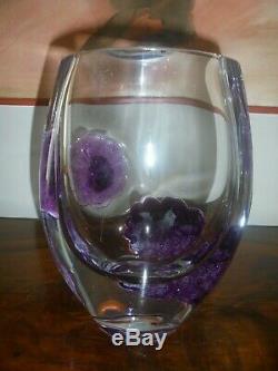 Vase DAUM ancien Coppelia 1950, cristal avec applications en pâte de verre
