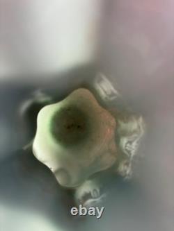 Vase OPALINE VERRE D'EAU Art Déco ANCIEN Décor FLORAL DORÉ Style BOHEME Vintage