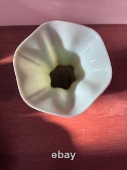 Vase OPALINE VERRE D'EAU Art Déco ANCIEN Décor FLORAL DORÉ Style BOHEME Vintage