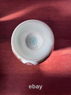 Vase OPALINE VERRE D'EAU Art Déco ANCIEN Décor FLORAL DORÉ Style BOHEME Vintage