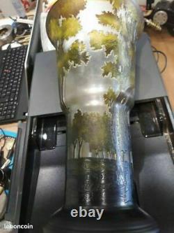 Vase ancien art deco a l'acide H 30.5 cm