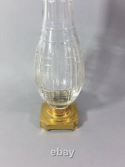 Vase ancien cristal taillé monture bronze laiton baccarat st louis