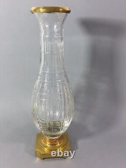Vase ancien cristal taillé monture bronze laiton baccarat st louis