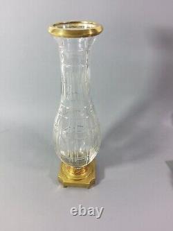 Vase ancien cristal taillé monture bronze laiton baccarat st louis