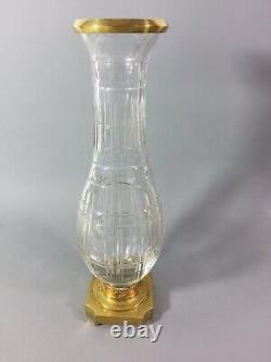 Vase ancien cristal taillé monture bronze laiton baccarat st louis