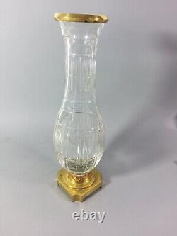 Vase ancien cristal taillé monture bronze laiton baccarat st louis