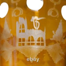 Vase ancien en cristal de Bohème Cristal taillé et gravé Couleur ambre XIX