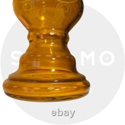 Vase ancien en cristal de Bohème Cristal taillé et gravé Couleur ambre XIX