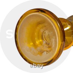 Vase ancien en cristal de Bohème Cristal taillé et gravé Couleur ambre XIX