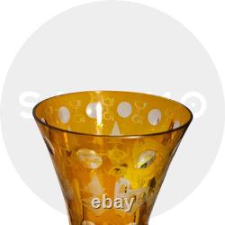 Vase ancien en cristal de Bohème Cristal taillé et gravé Couleur ambre XIX