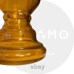 Vase ancien en cristal de Bohème Cristal taillé et gravé Couleur ambre XIX