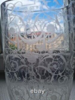 Vase ancien en cristal gravé. Baccarat. Signé. Années 20