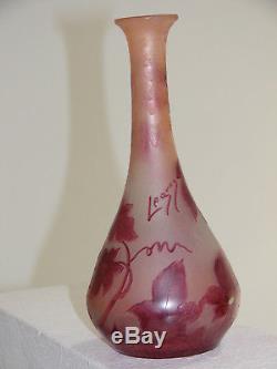 Vase ancien pate de verre Legras H21 cm D10cm (old vase flower molten glass)
