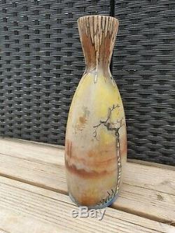 Vase ancien pâte de verre émaillée signé Clio école Nancy dlg Legras