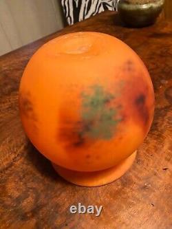 Vase ancien, pâte de verre, vase signé, époque art déco, vase boule, vintage