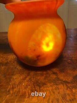 Vase ancien, pâte de verre, vase signé, époque art déco, vase boule, vintage