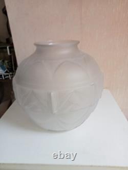 Vase ancien verre opaque hauteur 24 cm diamètre 22 cm