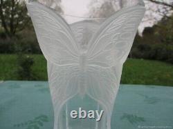 Vase cristal ancien papillon france Antique crystal vase butterfly France