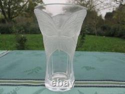 Vase cristal ancien papillon france Antique crystal vase butterfly France