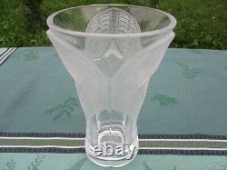 Vase cristal ancien papillon france Antique crystal vase butterfly France