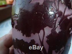 Vase delatte nancy- verre gravé-pate de verre ancien-decor lacustre
