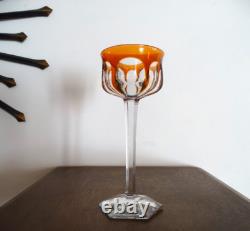 Verre vin rhin cristal doublé BACCARAT Malmaison coloré orange ancien 19 cm