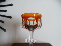 Verre vin rhin cristal doublé BACCARAT Malmaison coloré orange ancien 19 cm