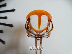 Verre vin rhin cristal doublé BACCARAT Malmaison coloré orange ancien 19 cm