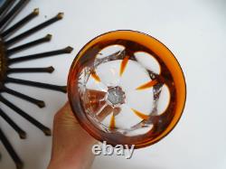 Verre vin rhin cristal doublé BACCARAT Malmaison coloré orange ancien 19 cm