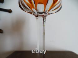 Verre vin rhin cristal doublé BACCARAT Malmaison coloré orange ancien 19 cm
