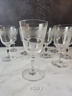 Verres A Pied Anciens Cristal Guillochés 19ème