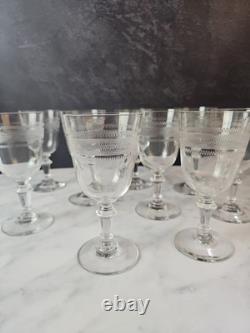 Verres A Pied Anciens Cristal Guillochés 19ème