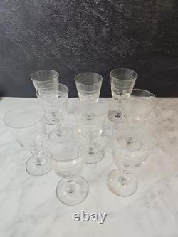Verres A Pied Anciens Cristal Guillochés 19ème