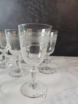 Verres A Pied Anciens Cristal Guillochés 19ème