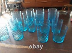 Verres Anciens Bleus Cobalt Napoleon III Gobelets Godronnes 7 Plus 9 Portieux