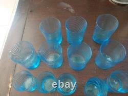 Verres Anciens Bleus Cobalt Napoleon III Gobelets Godronnes 7 Plus 9 Portieux