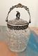 Victor Saglier Ancien Seau A Biscuits En Cristal Taille Diamant Et Metal Argente