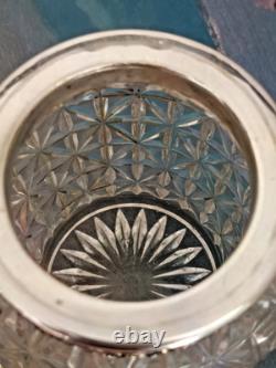 Victor Saglier Ancien Seau A Biscuits En Cristal Taille Diamant Et Metal Argente