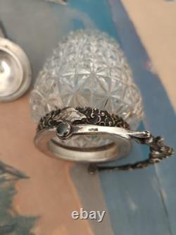 Victor Saglier Ancien Seau A Biscuits En Cristal Taille Diamant Et Metal Argente