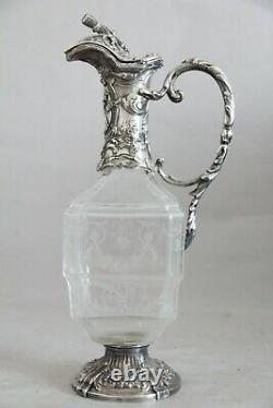 Victor Saglier Ancienne Aiguiere Cristal De Baccarat Et Metal Argente Carafe