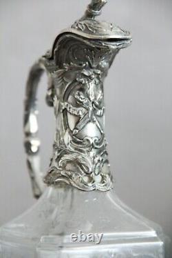 Victor Saglier Ancienne Aiguiere Cristal De Baccarat Et Metal Argente Carafe