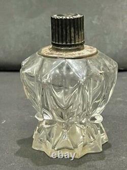 Vintage Ancien Rare Nonagon Design Cristal Coupe Verre Clair Parfum Bouteille