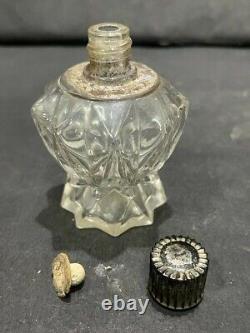 Vintage Ancien Rare Nonagon Design Cristal Coupe Verre Clair Parfum Bouteille