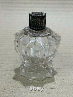 Vintage Ancien Rare Nonagon Design Cristal Coupe Verre Clair Parfum Bouteille