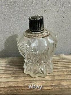 Vintage Ancien Rare Nonagon Design Cristal Coupe Verre Clair Parfum Bouteille